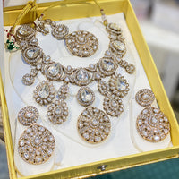 Hira Collections Luxury Polki Kundan Stone Necklace Set 