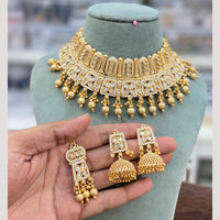 Hira Collections Decent Pota Stone And Pearl Choker Necklace Set