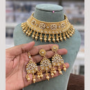 Hira Collections Decent Pota Stone And Pearl Choker Necklace Set