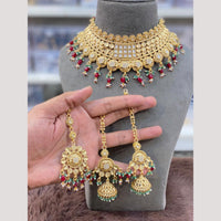 Hira Collections Decent Pota Stone And Pearl Choker Necklace Set