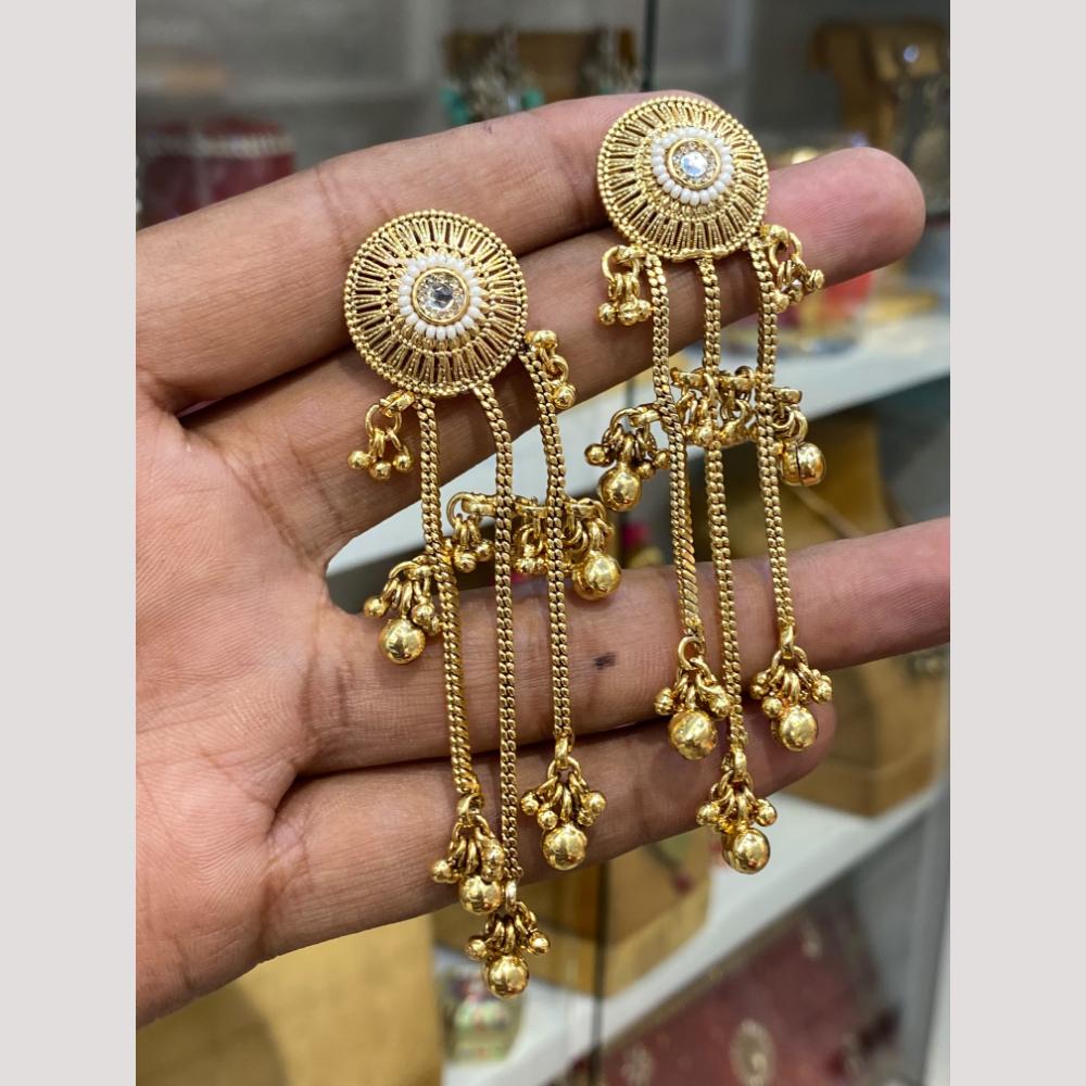 Hira Collections Heritage Pota Stone Kashmiri Ghungroo Dangler Earrings