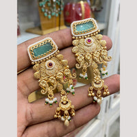 Hira Collections Glamorous Pota Stone And Pearl Dangler Earrings