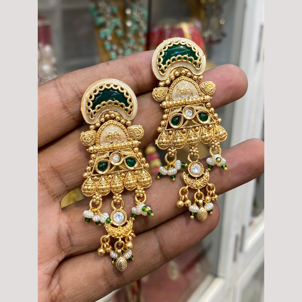 Hira Collections Glamorous Pota Stone And Pearl Dangler Earrings