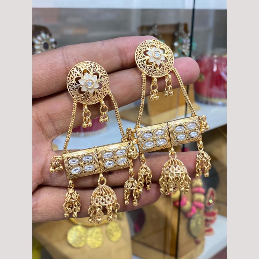 Hira Collections Glamorous Pota Stone And Pearl Jhumki Earrings