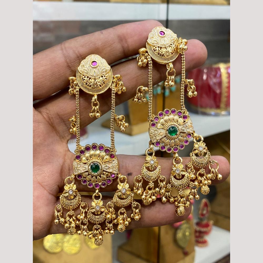 Hira Collections Glamorous Pota Stone And Pearl Jhumki Earrings