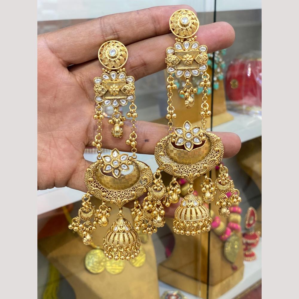 Hira Collections Glamorous Pota Stone And Pearl Jhumki Earrings