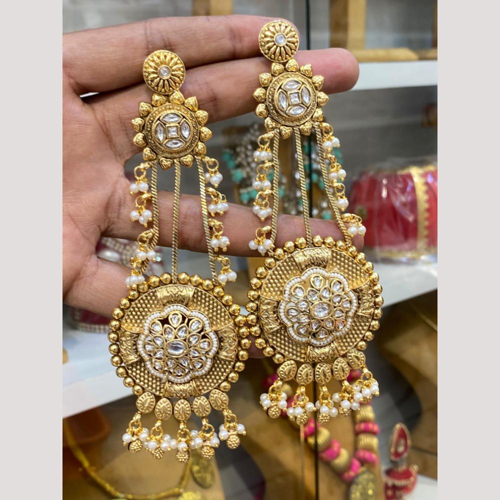Hira Collections Glamorous Pota Stone And Pearl Dangler Earrings
