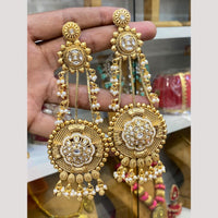 Hira Collections Glamorous Pota Stone And Pearl Dangler Earrings