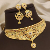 Pari Art Jewellery Forming Dubai Style Heavy American Diamond Choker Necklace Set