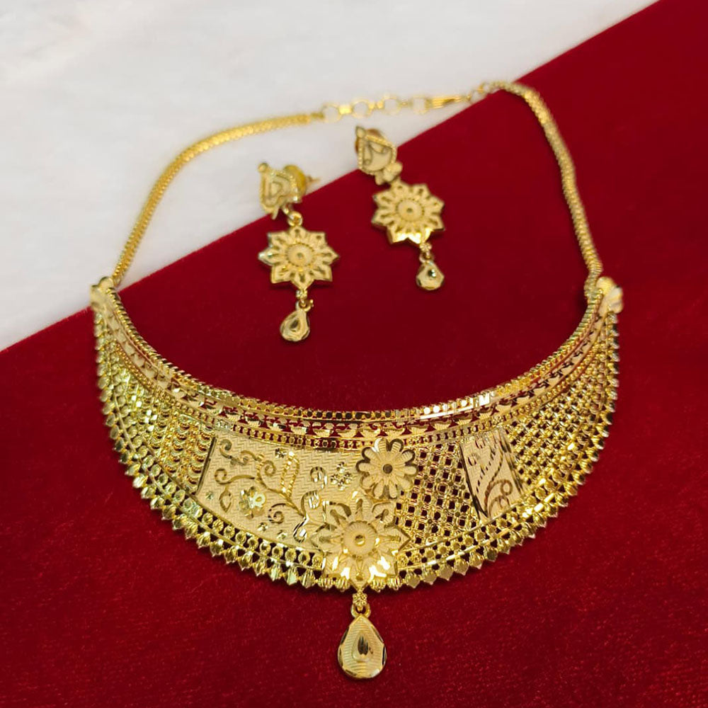 Pari Art Jewellery Designer Bridal Forming Gold Choker Necklace Set