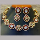 Jain Jewellers Gold Plated Polki Kundan Stone Meenakari Necklace Set