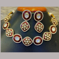 Jain Jewellers Gold Plated Polki Kundan Stone Meenakari Necklace Set