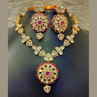 Jain Jewellers Gold Plated Polki Kundan Stone Meenakari Necklace Set