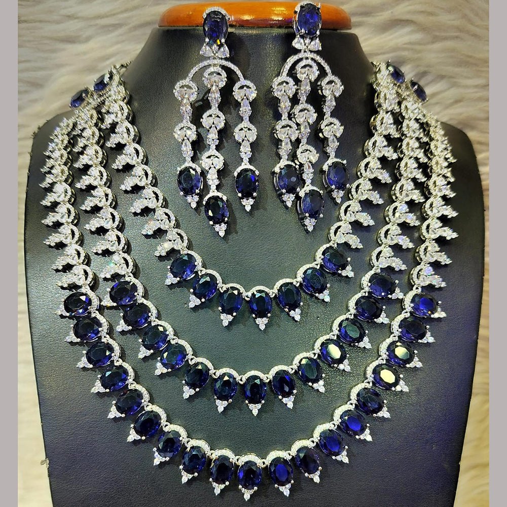 Jain Jewellers Silver Plated AD Necklace Set