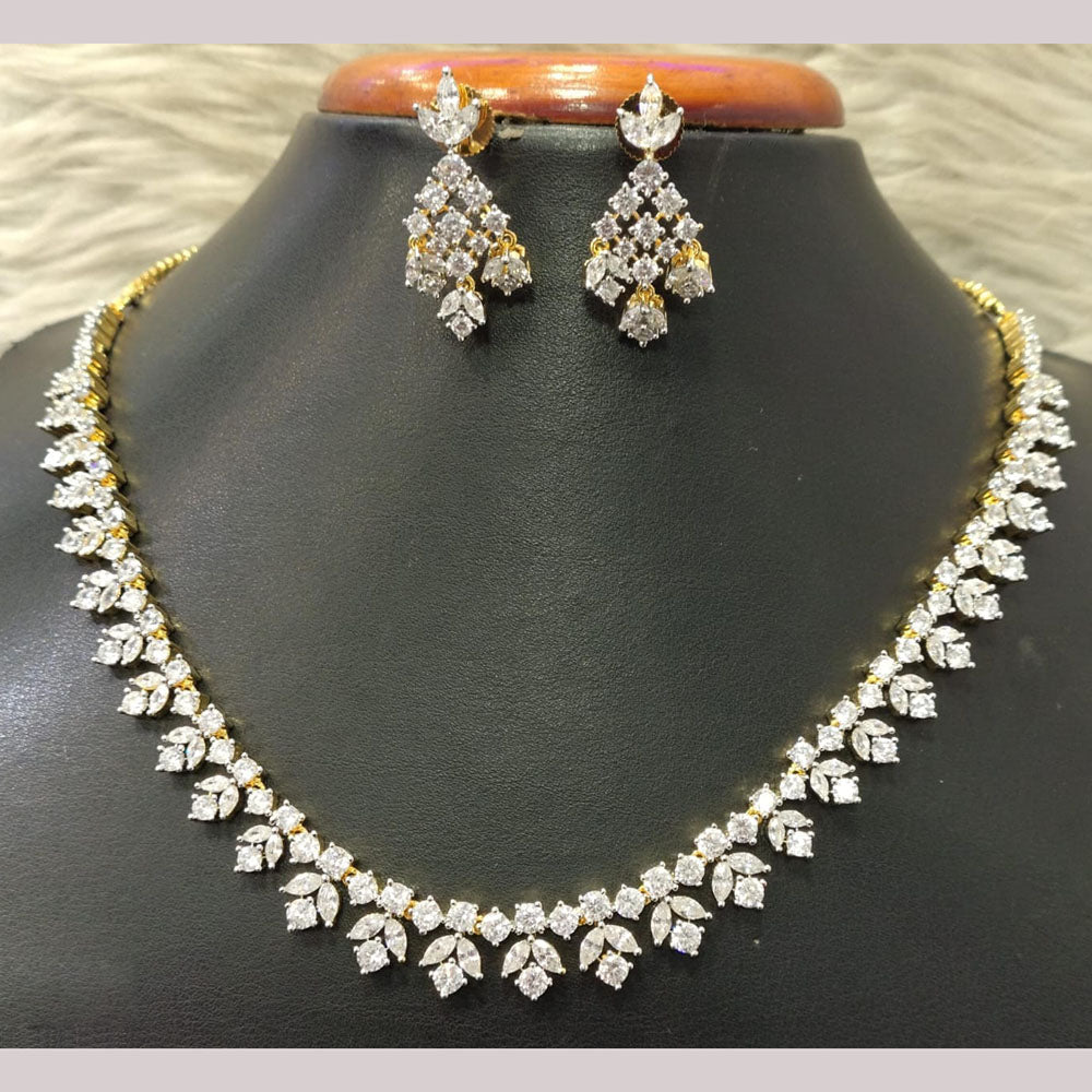 Jain Jewellers Gold Plated American Diamond Necklace Set