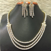Jain Jewellers Gold Plated American Diamond Necklace Set
