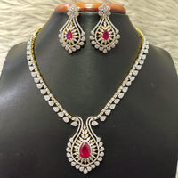 Jain Jewellers Gold Plated American Diamond Necklace Set