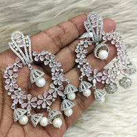 Jain Jewellers Silver Plated American Diamond Dangler Earrings
