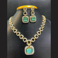Jain Jewellers Gold Plated American Diamond Necklace Set