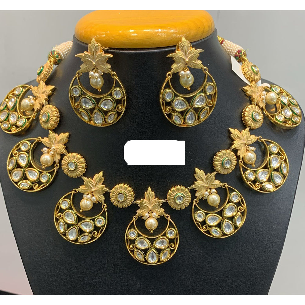 Jain Jewellers Kundan and Leaf Motif Necklace Set