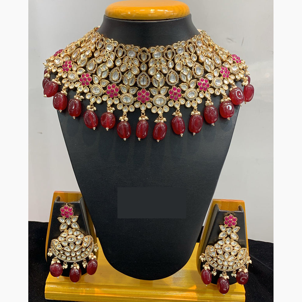 Jain Jewellers Kundan Stone and Pearls and Floral Design with Matching Earring