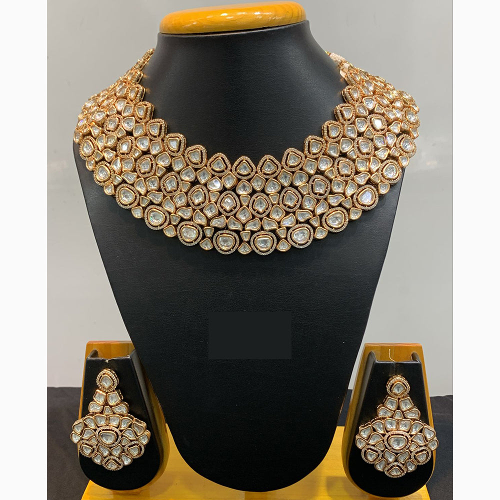 Jain Jewellers Timeless  Sparkling Kundan Stone Traditional Necklace Set