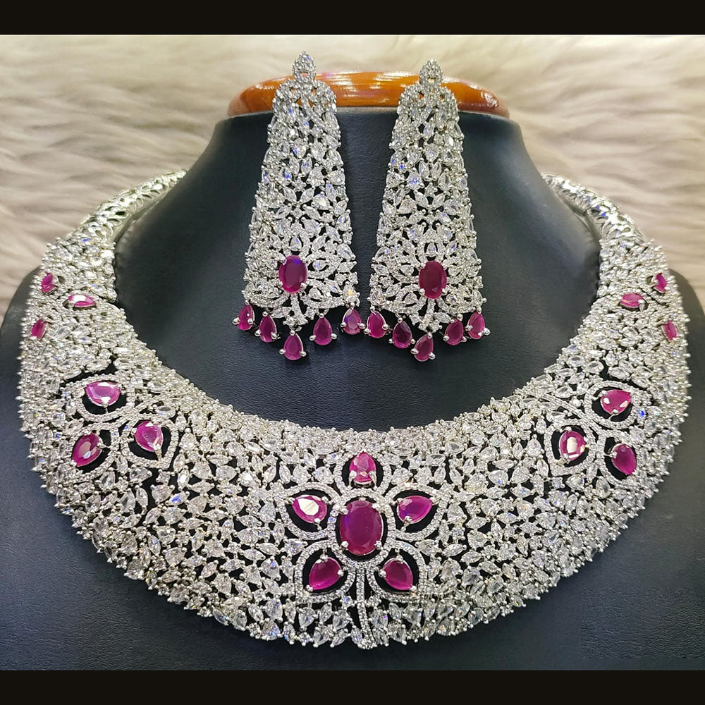 Jain Jewellers Glamorous American Diamond Designer Necklace Set 
