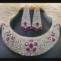 Jain Jewellers Glamorous American Diamond Designer Necklace Set 