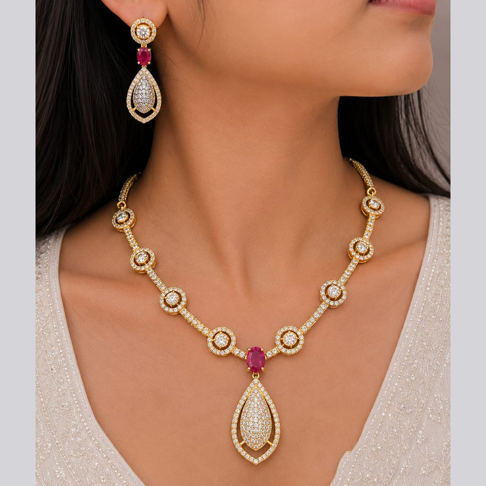 Jain Jewellers Premium  American Diamond Designer Necklace Set