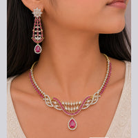 Jain Jewellers Premium  American Diamond Designer Necklace Set