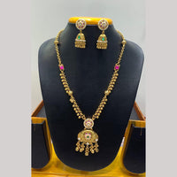 Jain Jewellers Pota Stone Long Necklace Set with Matching Earrings