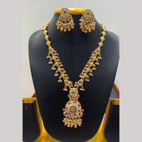 Jain Jewellers Pota Stone Long Necklace Set with Matching Earrings