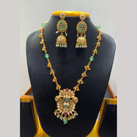 Jain Jewellers Pota Stone Long Necklace Set with Matching Earrings