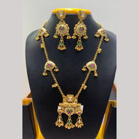 Jain Jewellers Pota Stone Long Necklace Set with Matching Earrings