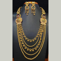 Jain Jewellers Pota Stone Long Necklace Set with Matching Earrings