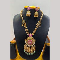 Jain Jewellers Pota Stone Long Necklace Set with Matching Earrings