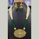 Jain Jewellers Pota Stone Long Necklace Set with Matching Earrings