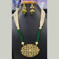 Jain Jewellers Pota Stone Long Necklace Set with Matching Earrings