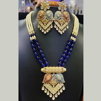 Jain Jewellers Pota Stone Long Necklace Set with Matching Earrings