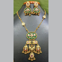 Jain Jewellers Pota Stone Long Necklace Set with Matching Earrings