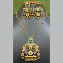 Jain Jewellers Pota Stone Long Necklace Set with Matching Earrings