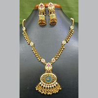 Jain Jewellers Pota Stone Long Necklace Set with Matching Earrings