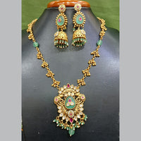 Jain Jewellers Pota Stone Long Necklace Set with Matching Earrings