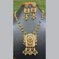 Jain Jewellers Pota Stone Long Necklace Set with Matching Earrings