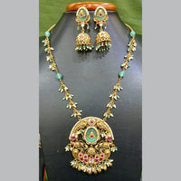 Jain Jewellers Pota Stone Long Necklace Set with Matching Earrings