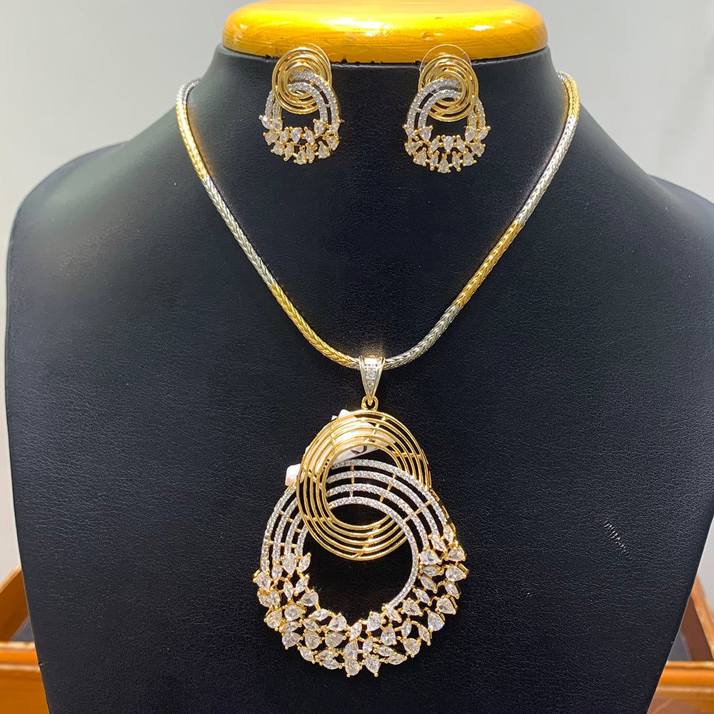 Jain Jewellers Fashion American Diamond Chain Pendant Set  
