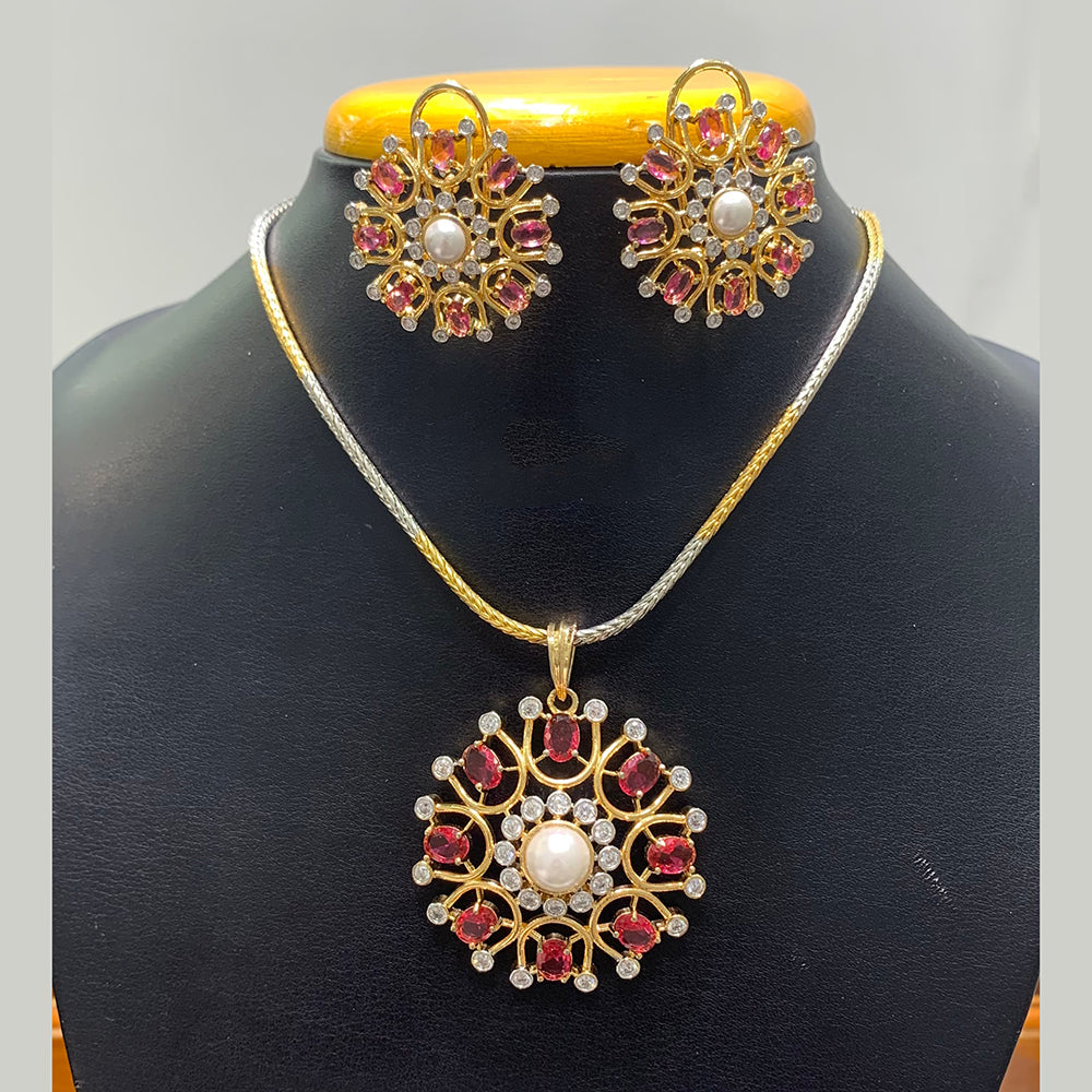 Jain Jewellers Fashion American Diamond Chain Pendant Set  