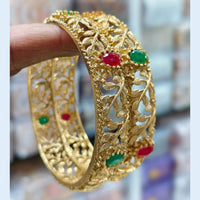 Kavita Art Gold Plated Pota Stone Bangles Set
