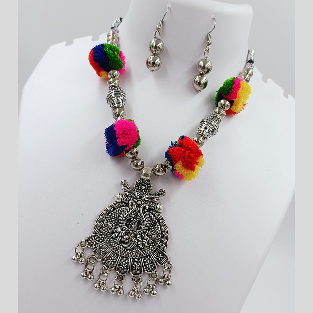 Kavita Art Oxidised Plated Navratri Special Pom Pom Necklace Set