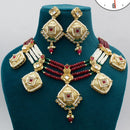 Kavita Art Gold Plated Pota Stone And Pearls Necklace Set